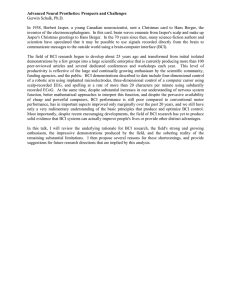 Advanced Neural Prosthetics: Prospects and Challenges Gerwin Schalk, Ph.D.