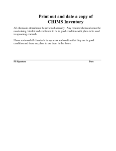 Print out and date a copy of CHIMS Inventory