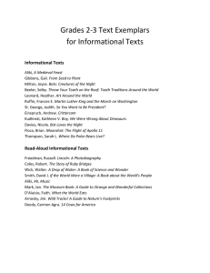 Grades 2-3 Text Exemplars for Informational Texts  Informational Texts