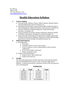 Health Education Syllabus - High School Course Outline