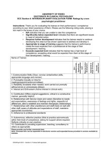 UNIVERSITY OF ESSEX DOCTORATE IN CLINICAL PSYCHOLOGY