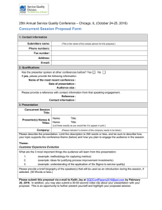 Concurrent Session Proposal Form  – Chicago, IL (October 24-25, 2016)