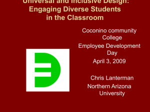 Universal and Inclusive Design: Engaging Diverse Students in the Classroom