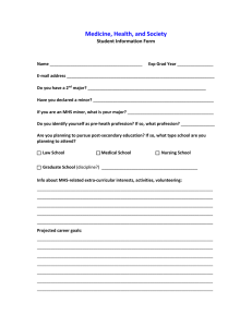 Medicine, Health, and Society Student Information Form