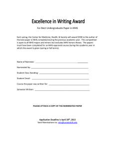 For Best Undergraduate Paper in MHS
