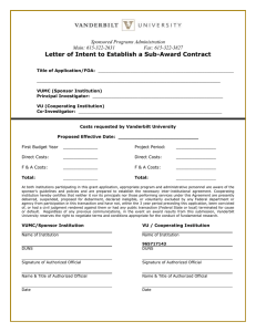 Letter of Intent to Establish a Sub-Award Contract  Sponsored Programs Administration