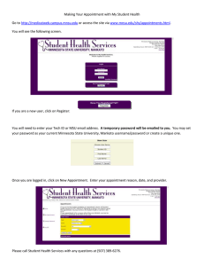 Making Your Appointment with My Student Health o .