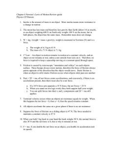 Newton's Laws of Motion Review Guide - Physics