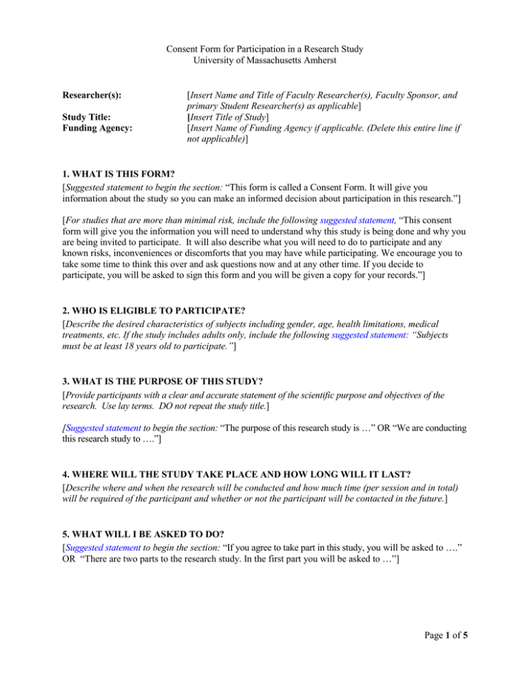 Consent Form for Participation in a Research Study