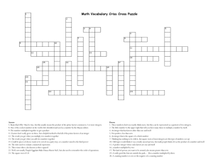 Math Vocabulary Criss Cross Puzzle