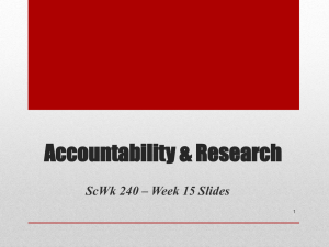 Accountability &amp; Research ScWk 240 – Week 15 Slides 1