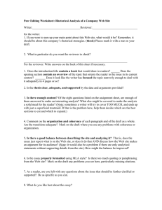 Peer Editing Worksheet: Rhetorical Analysis of a Company Web Site  Writer:_________________________________Reviewer:_______________________________