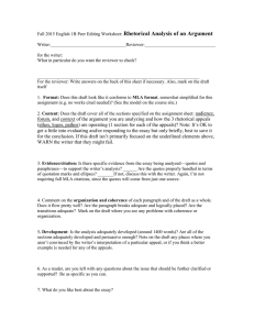Rhetorical Analysis Peer Editing Worksheet