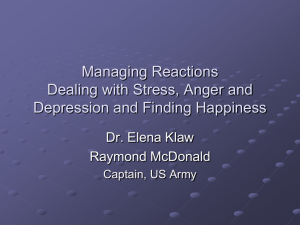 Managing Reactions Dealing with Stress, Anger and Depression and Finding Happiness