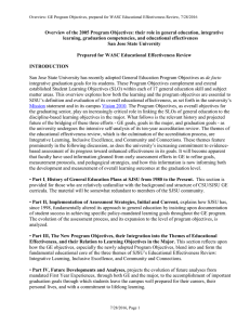 Overview of the 2005 Program Objectives: their role in general... learning, graduation competencies, and educational effectiveness