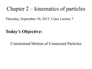 Chapter 2 – kinematics of particles Today’s Objective: