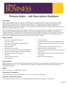 Finance Intern Job Description Guidance