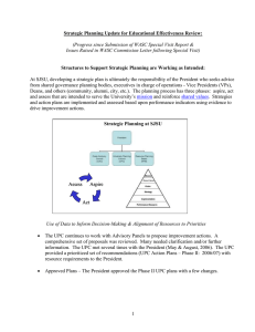 Strategic Planning Update for Educational Effectiveness Review: