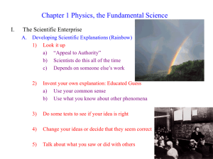 Chapter 1 Physics, the Fundamental Science I. The Scientific Enterprise