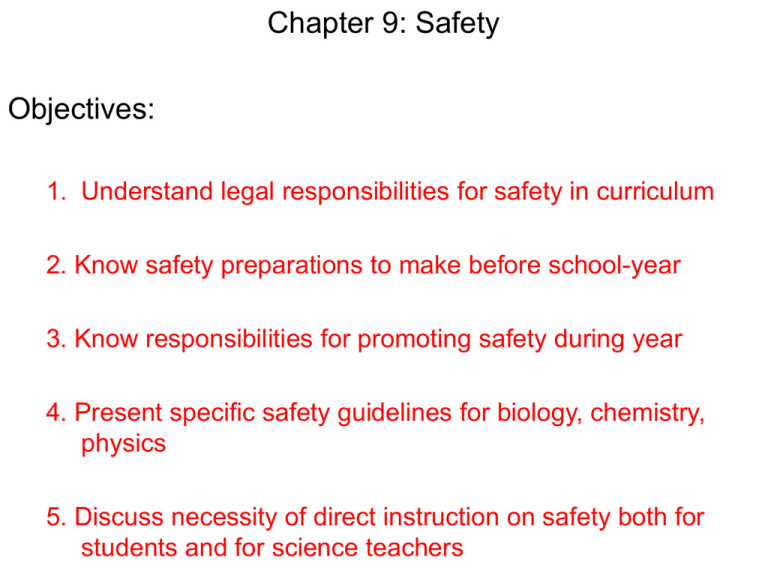 Chapter 9 Safety Objectives