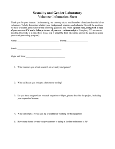 Sexuality and Gender Laboratory Volunteer Information Sheet