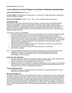 Women’s Center Program Coordinator (Graduate Assistantship)