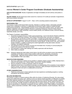 Women’s Center Program Coordinator (Graduate Assistantship)