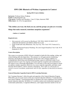 RWS 200: Rhetoric of Written Arguments in Context