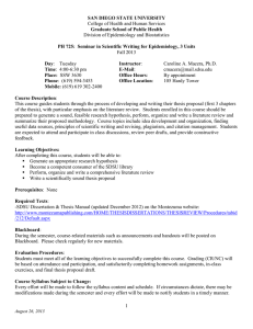 College of Health and Human Services Division of Epidemiology and Biostatistics