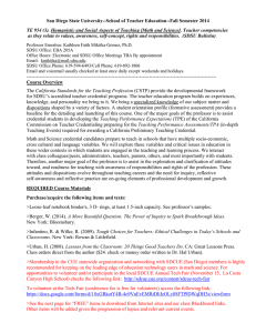 San Diego State University--School of Teacher Education--Fall Semester 2014