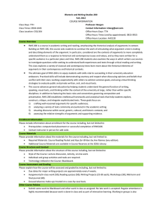 Rhetoric and Writing Studies 200 Fall, 2012 Professor: Borgen Contact Information: