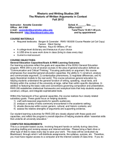 Rhetoric and Writing Studies 200 Fall 2012
