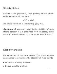 Steady states Stability analysis