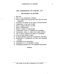 The Commissions of Enquiry Act