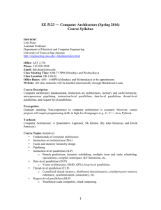 Computer Architecture Course Syllabus - UTSA Spring 2016