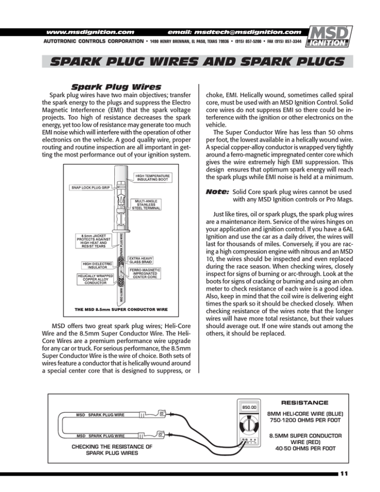 SPARK PLUG WIRES AND SPARK PLUGS