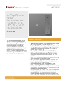 sofTap Dimmer, 700W (Incandescent, Halogen, CFL, LED, ELV