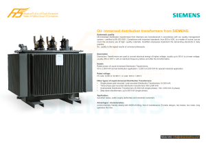 Oil- immersed distribution transformers from SIEMENS: