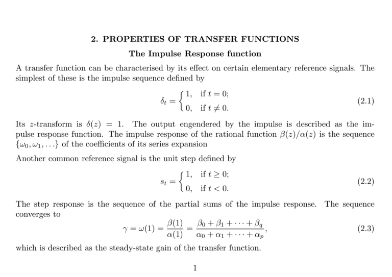 2 Properties Of Transfer Functions The Impulse