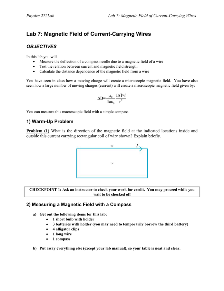 Lab 7 Field of CurrentCarrying Wires