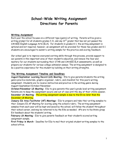 School-Wide Writing Assignment Directions for Parents