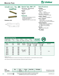 Miniature Fuse Datasheet: 500V, Very Quick Acting