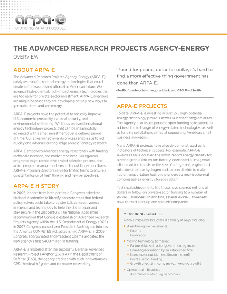 what is advanced research projects agency