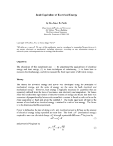Joule Equivalent of Electrical Energy
