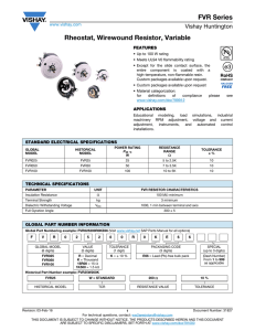 FVR Series Rheostat, Wirewound Resistor, Variable