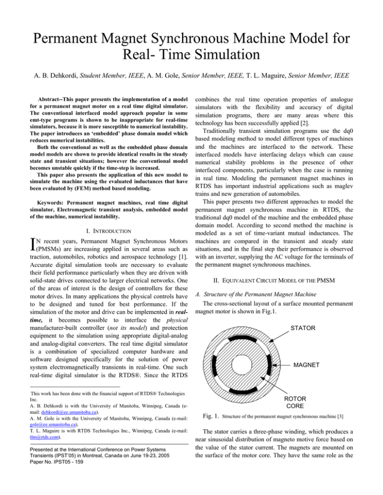 Permanent Synchronous Machine Model for Real
