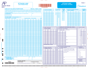 Answer sheet - The College Board