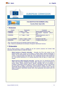 TAX IDENTIFICATION NUMBERS (TINs) Country Sheet: Spain (ES