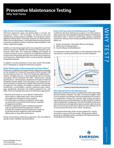 Preventive Maintenance - Emerson Network Power