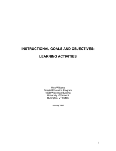instructional goals and objectives: learning